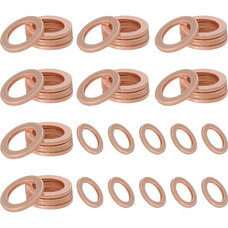 Lot de 50 joints de bouchon de vidange d'huile en cuivre de 14 mm, joints de rondelle de vidange compatibles avec OEM 007603-014106, remplacement automobile