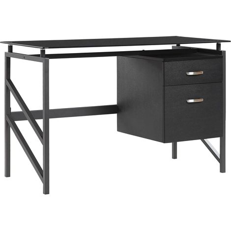 Schreibtisch MORITON Schwarz 117 cm 57 cm mit Stauraum