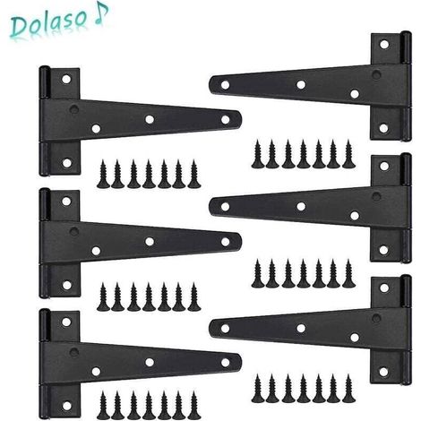 Hochleistungs-Türscharniere, 6 Stück, 6-Zoll-Türscharniere, schwarze T-Scharniere, flache Edelstahlscharniere, Türscharniere aus Eisen, Hochleistungsscharniere