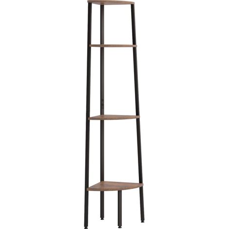 Étagères de rangement,Étagère d'angle à 4 niveaux Marron foncé et noir 45,5 x 31,5 x 150 cm CFW55344 (1/5)
