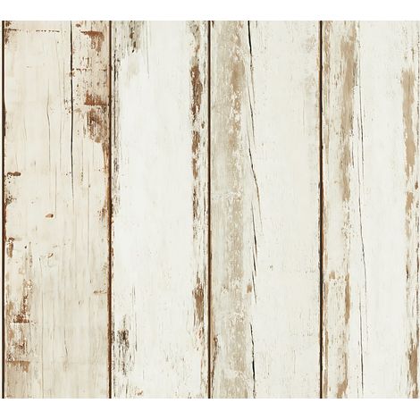 Holz Tapete Profhome 368931 Vliestapete glatt in Holzoptik matt creme braun schwarz 5,33 m2 (1/5)