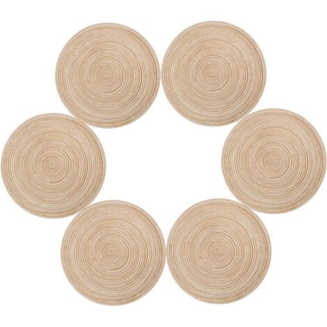 QORVA-Sets de table, lot de 6 sets de table, PP, tressés, lavables, résistants à la chaleur, antidérapants, sets de table ronds 35 x 35 cm (ronds, ivoire) (1/3)