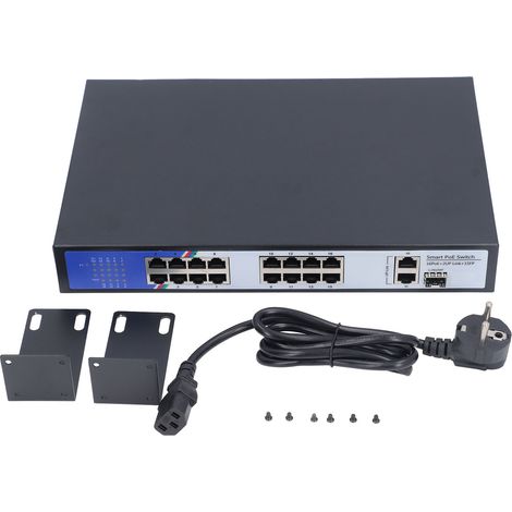 Commutateur Ethernet 16 ports 2 liaison montante 1 SFP 38Gbps répartiteur Hub réseau avec Protection contre la foudre 100-240V prise ue (1/5)