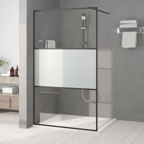 Paroi de douche Paroi de baignoire - Noir 115x195 cm Verre ESG demi-dépoli BV925491 - BonneVie (1/5)