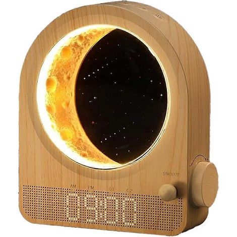 Réveil simulateur d'aube, machine à bruit blanc et clair de lune – 10 sons apaisants, double alarme, minuterie, fonction snooze facile (1/5)