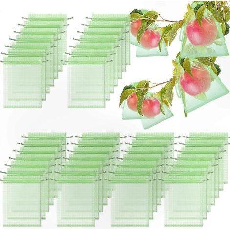 Packung mit 100 Netzbeuteln mit Kordelzug zum Schutz von Obst, Pflanzen und Blumen – Strapazierfähige und atmungsaktive Netzbarriere-Lösung