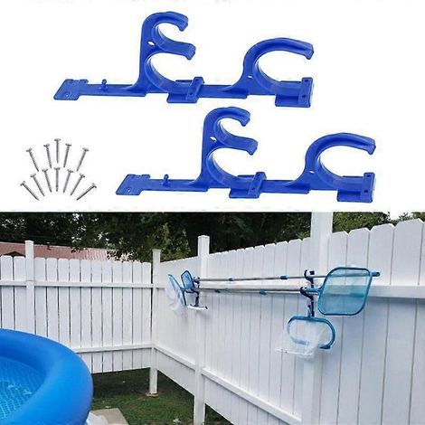Support pour perche de piscine, râteau à feuilles, tuyau d'aspirateur avec vis, brosses multi-usages, terrasses (1/5)