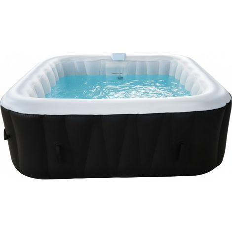 Spa hinchable cuadrado SUNSPA para 6 personas 130 microjets Negro y Blanco