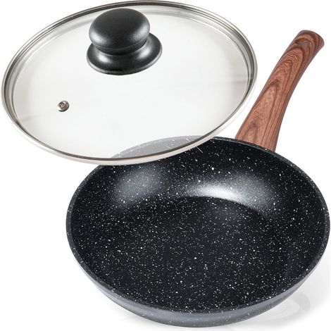 Sartén de granito con tapa de cristal BLACK&WOOD de 20 cm (1/5)