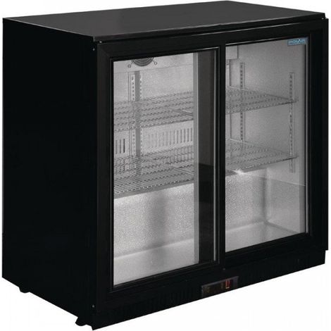 Arrière-bar 2 portes coulissantes vitrées 198 Litres noir, 230 W, 220 V - MONO