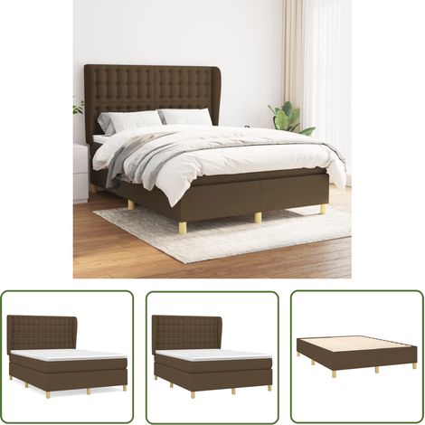 The Living Store Boxspringbett mit Matratze Dunkelbraun 140x190 cm Stoff - Boxspringbett - Doppelbett - Bettenrahmen - Lattenrost - Matratze (1/5)