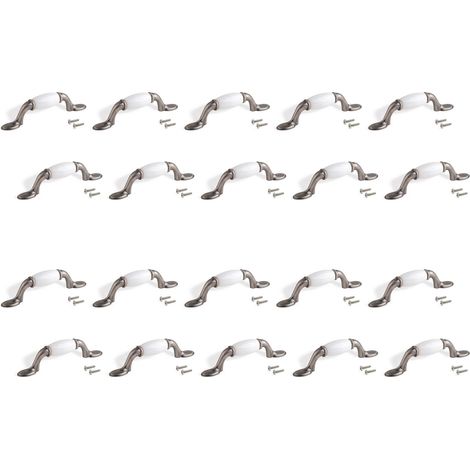 Lot de 20 poignées pour meubles Papua L127mm entraxe 76mm Zamak Argent ancien EMUCA 9160368 (1/3)