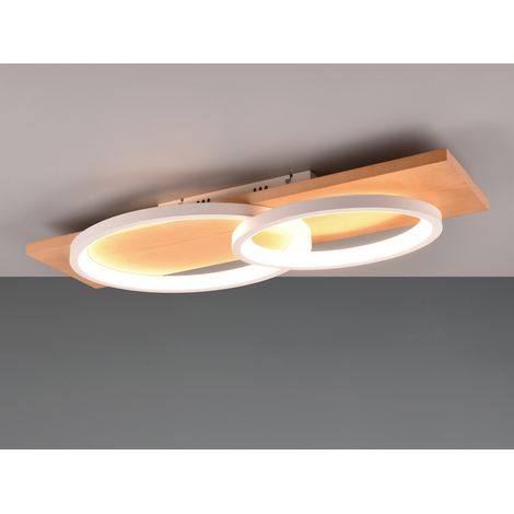 LED Deckenleuchte BARCA dimmbar Naturholz, Metall Weiß, Breite 75cm (1/5)