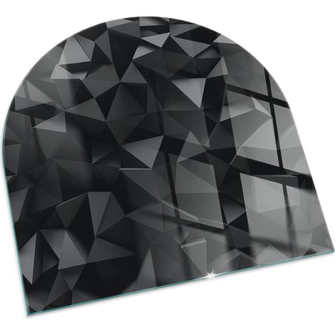 Kaminofen Glasplatte Kaminplatte Kaminglas Ofenglas gehärtetem Glas Hitzeschutz für Kamin Funkenschutzplatte Dreidimensionale Geometrie 100x100 cm (1/5)