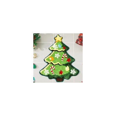 Tapis de bain sapin de Noël pour salon, tapis vert avec une excellente absorption et une grande facilité de lavage, tapis de douche antidérapant, tapis de porte de Noël doux, épais et durable pour bai (1/4)