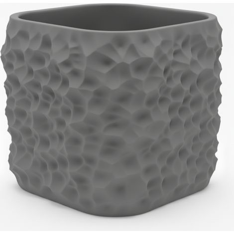 Vaso decorativo grigio per piante, dalla struttura organica (1/3)