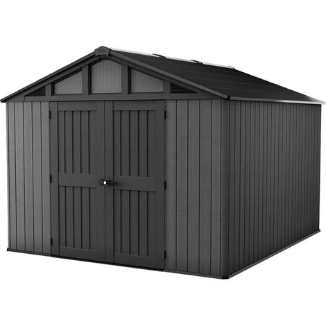 Keter – Abri de jardin résine 12,5 m2 – Gris aspect bois – Système de ventilation intégré – Accès extra-large 152,5 cm (1/5)