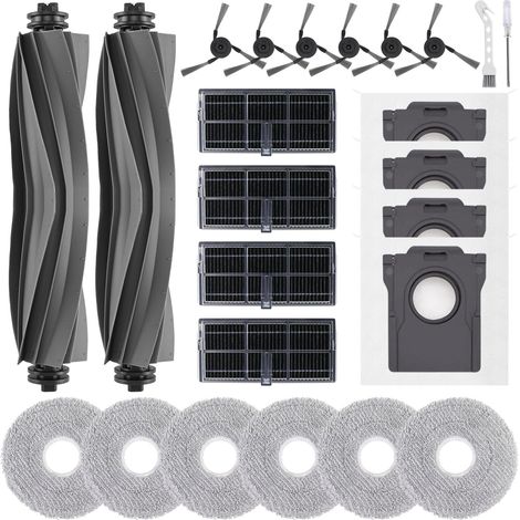 Zubehör Ersatz für Dreame L50 Ultra AE, L10s Ultra Gen 3, L40 Ultra  X40 Ultra Complete, Mova P50/P70 Pro Ultra Saugroboter - 2 Hauptbürste 4 Filter 6 Seitenbürsten 6 Wischtücher 4 Staubbeutel