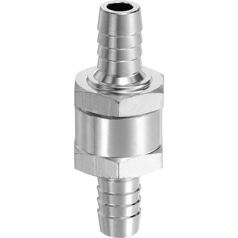 Clapet Anti-Retour De Carburant 10mm (3/8") Silver Clapet Anti-Retour Unidirectionnel, En Alliage D'Aluminium, Accessoires De Contrôle, Pour Petrol Diesel Gas Oil Air Water (1/5)