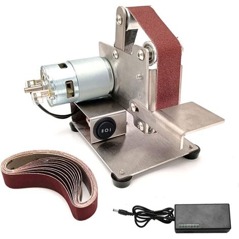 Mini belt sander – Electric knife sharpener, 7 adjustable speed sander, bench grinder for woodworking, metalworking, knife making (25mm, 10000RPM)