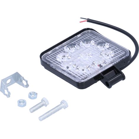 Lampe de travail auto 9 LED 27W projecteur carré IP67 en alliage d’aluminium et PC universel pour voiture moto tout-terrain (1/5)