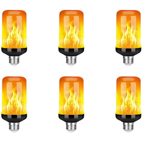 Lot de 6 ampoules LED effet flamme E27, ampoules décoratives à effet flamme réaliste, lampe de décoration festive, noir-B
