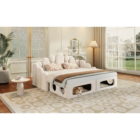 Cama doble multifunción con cama mascota beige OKMYHOME (1/5)