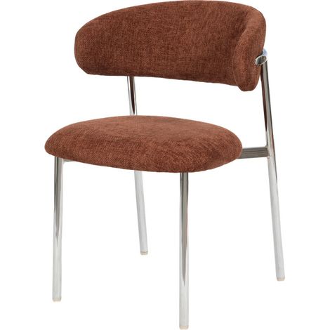 Amadeus - Chaise de salle à manger Curve terracotta avec piètement chromé (lot de 2) (1/5)