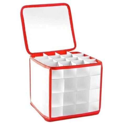 Boîte de rangement pour boules de Noël avec séparateurs, contenant jusqu'à 64 boules, pliable avec poignées, fermeture éclair, pour décorations de Noël (1/4)