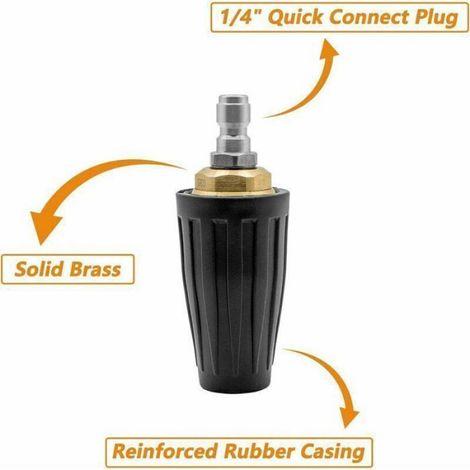 1 Buse Rotative, Raccord Rapide 1/4, Acier Inoxydable, Laiton Forgé, 3600 PSI, Nettoyage Allées Patios (1/3)