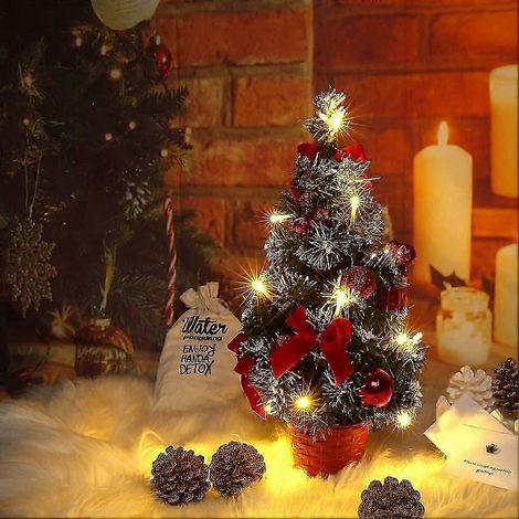 Petit sapin de Noël lumineux, mini sapin de Noël décoré pour table (40 cm) (1/5)