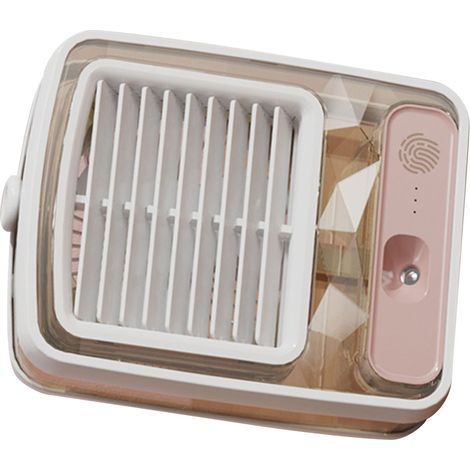 Nouveau mini ventilateur de refroidissement portable USB, ventilateur de bureau silencieux à refroidissement par eau avec lumière d'ambiance, blanc (1/5)