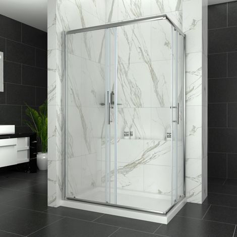 ELEGANT Shower Door and Screen 1200 x 760mm Sliding Shower Enclosure - 6mm Safety Tempered Glass (1/5)