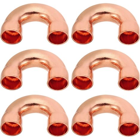 2pcs Raccord Coudé Cuivre pour Tuyaux Gaz, 22mm Tuyau d'Arrosage Durite Essence, Raccords Tuyauterie à Pression HVAC Climatisation Plomberie, Épaisseur 1mm - U Forme 3/8 Inch (1/5)