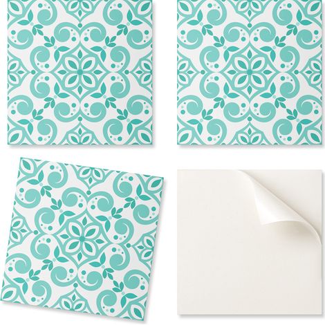 Baldosas de vinilo con un elegante estampado floral para la cocina, 20x20x20 cm.