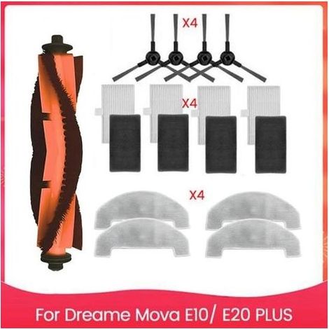 Pièces de rechange pour l'aspirateur Dreame Mova E10/E20 PLUS : brosse principale, filtre HEPA et chiffon de nettoyage. (1/5)