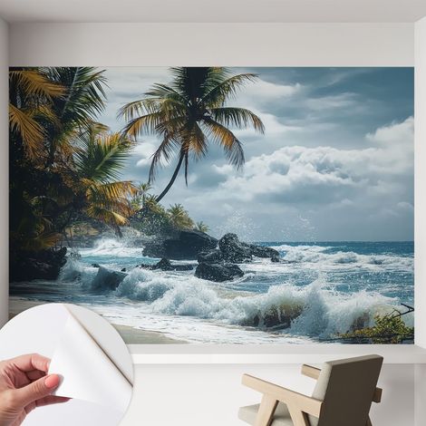 Fotomurale adesivo - Carta da parati adesiva - per la cucina camera da letto per la soggiorno - Spiaggia esotica 152x104 cm (1/5)