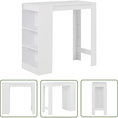 The Living Store Bartisch mit Regal Weiß 110x50x103 cm - Esstisch - Bartisch - Hochstuhl - Kücheninsel - Wohnzimmer Dekoration (1/5)