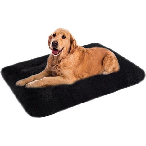 Hundebett waschbar, flauschig, rutschfest, weich, bequem, für kleine bis große Hunde, Schwarz, 109x72cm