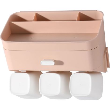 Set porte-brosse à dents magnétique à ventouse, gobelet de bain mural sans perçage avec support de rinçage (1/4)