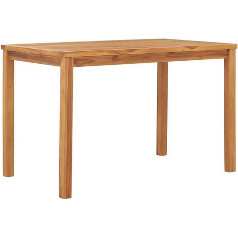 Table de jardin rectangulaire teck massif clair Leez 120cm (1/4)