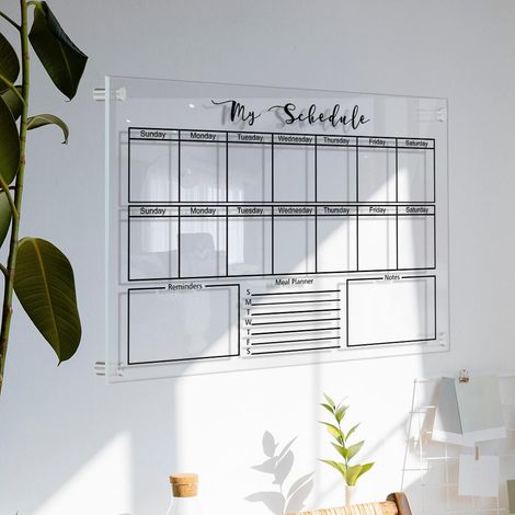 Pense-bête mural grand format avec stylo, tableau acrylique transparent effaçable pour planificateur hebdomadaire, bloc-notes de rendez-vous, accessoire de bureau réutilisable (1/5)