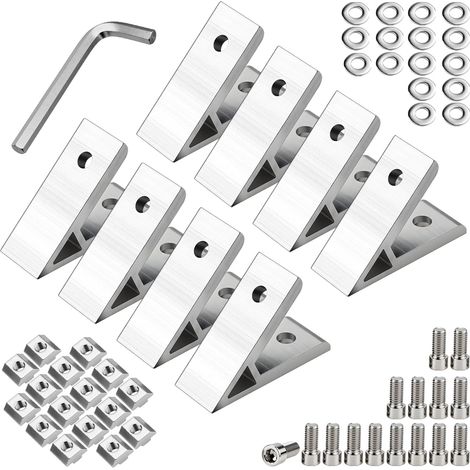8 Pièces Connecteur D'Angle 45 Degrés 20x20 Support Angle Alliage D'Aluminium Connecteur de Profilé en Aluminium pour Profilé D'Entretoise Imprimante 3D Équipement Industriel (1/5)