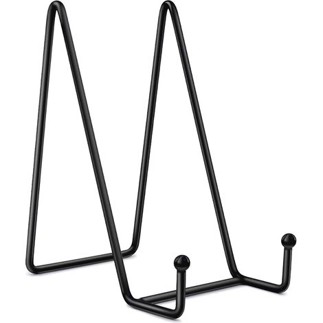 Support de table/porte-assiettes en métal antidérapant noir, idéal pour photos, livres de cuisine, assiettes et cadeaux pour femmes et hommes.