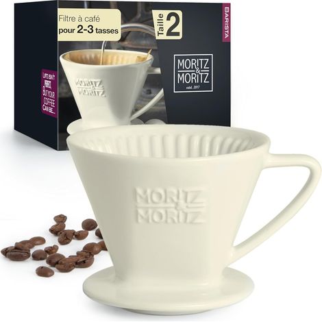 1 Filtre à café Porcelaine Taille 2, Blanc Anti-rayures, Pour 2 à 3 tasses, Usage Manuel (1/5)