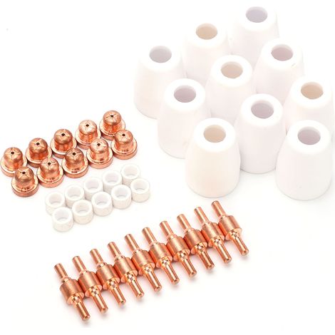 Lot de 40 pièces consommables pour chalumeau plasma PT-31, électrodes prolongées, buses électriques, shunt céramique, accessoires de coupe (1/5)