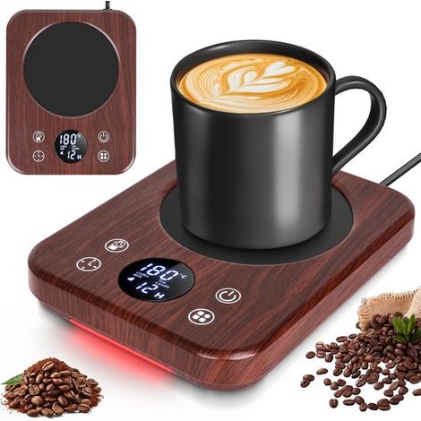 Dessous de verre chauffant - Chauffe-tasses - Chauffe-café pour la maison et le bureau - Accessoire de bureau pour le café et le thé - Arrêt automatique avec minuterie - 9 réglages de température - Co (1/5)