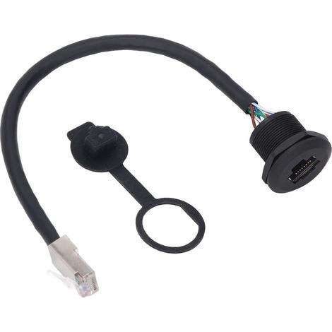 Embout RJ45 encastrable étanche IP67 8 broches femelle mâle câble prolongateur industriel avec bouchon anti-poussière 0,3m (1pi) (1/5)