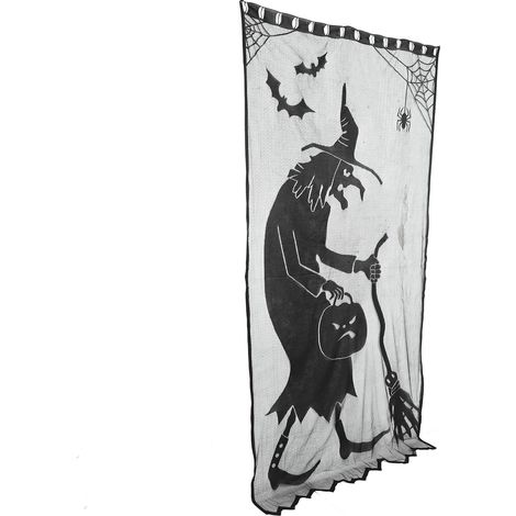 Rideau de fenêtre en dentelle noire pour Halloween, rideau chauve-souris, accessoires de décoration pour fêtes à la maison (1/5)