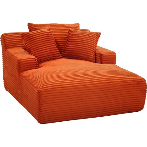 Chaise longue in velluto a coste larghe terracotta - DONILIA (1/4)